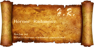 Horner Radamesz névjegykártya